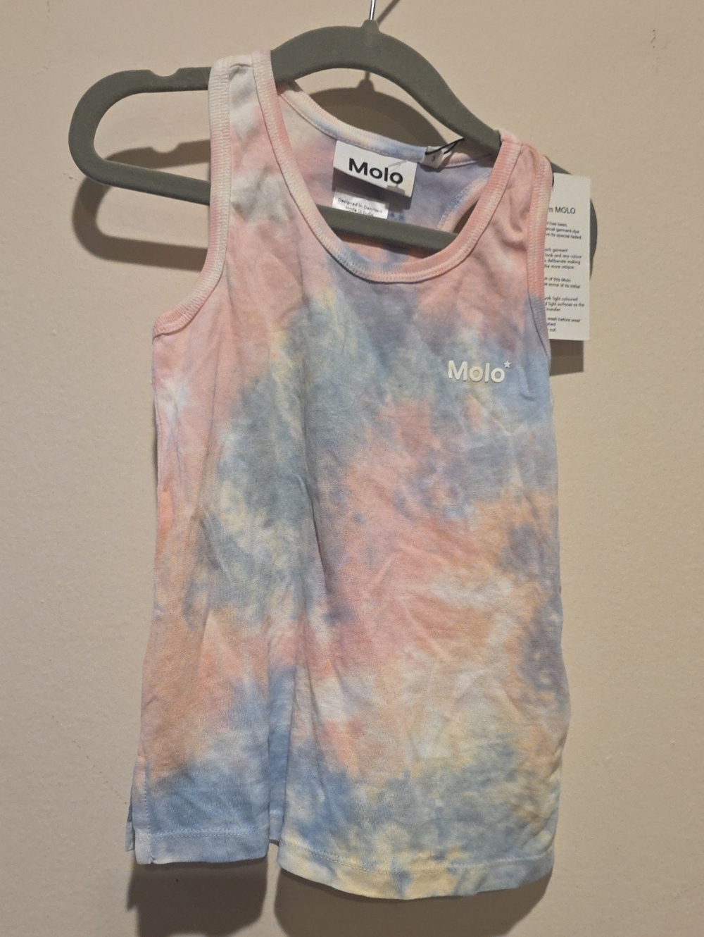 Molo Pastel Tie-Dye Tank Top in Pink, Blue & Yellow Size 3 98